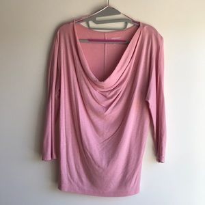 Blush pink draped neckline top